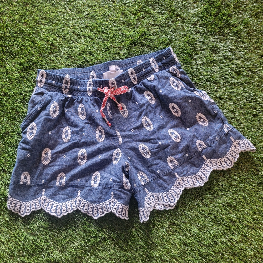 Anthropologie Ett;twa Chambray Eyelet Patterned Shorts S
